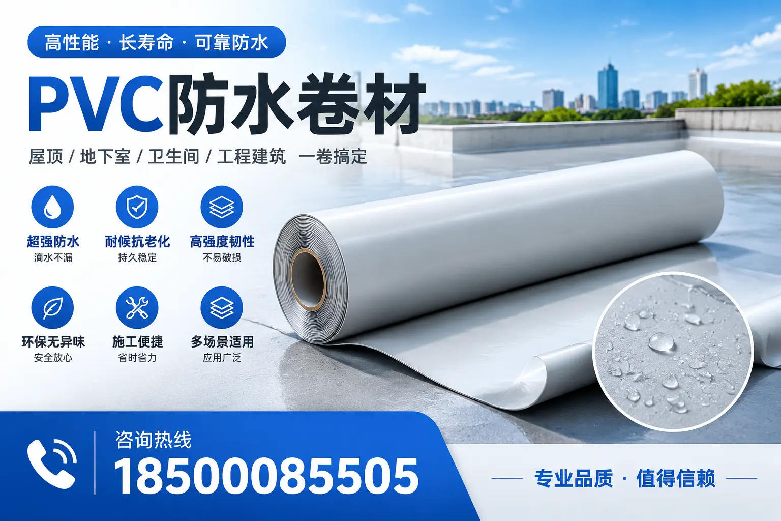 PVC防水卷材的防水效果评测,适合庆阳的科学依据